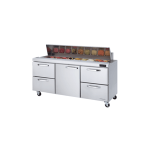 Blue Air BLPT72-D4RL-HC 72-Inch Refrigerated Prep Table with Drawers and Door