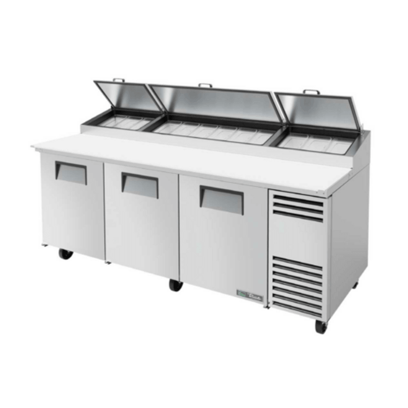 True TPP-AT2-93-HC 93-Inch Commercial Pizza Prep Table with 3 Solid Doors