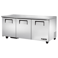 True TUC-72-HC 72" Commercial Undercounter Refrigerator with 3 Solid Doors