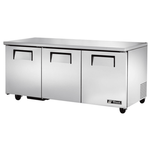True TUC-72-HC 72" Commercial Undercounter Refrigerator with 3 Solid Doors