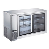 EFI CBBSGDS2-60CC 60.8-Inch Sliding Glass Door Back Bar Cooler with Stainless Steel Countertop