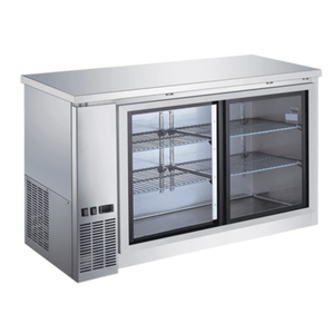 EFI CBBSGDS2-60CC 60.8-Inch Sliding Glass Door Back Bar Cooler with Stainless Steel Countertop